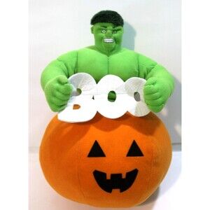 Kelly Toy Marvel Incredible Hulk 2003 Halloween Pumpkin Boo Plush Decoration 12"